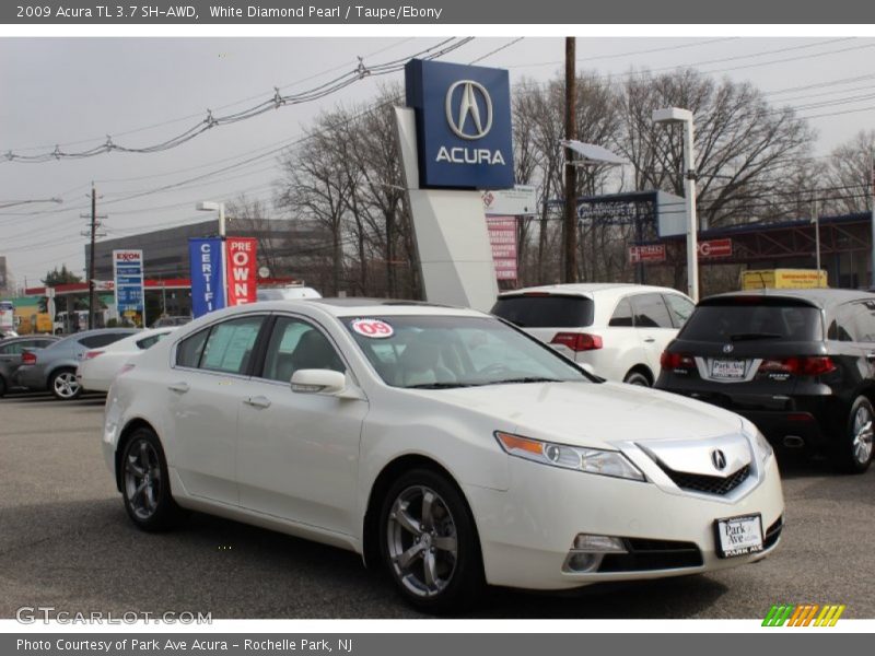 White Diamond Pearl / Taupe/Ebony 2009 Acura TL 3.7 SH-AWD