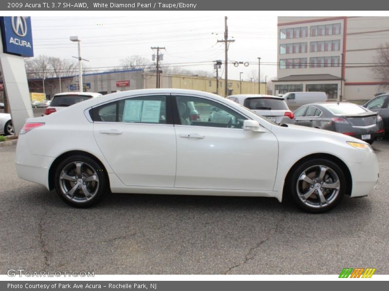 White Diamond Pearl / Taupe/Ebony 2009 Acura TL 3.7 SH-AWD
