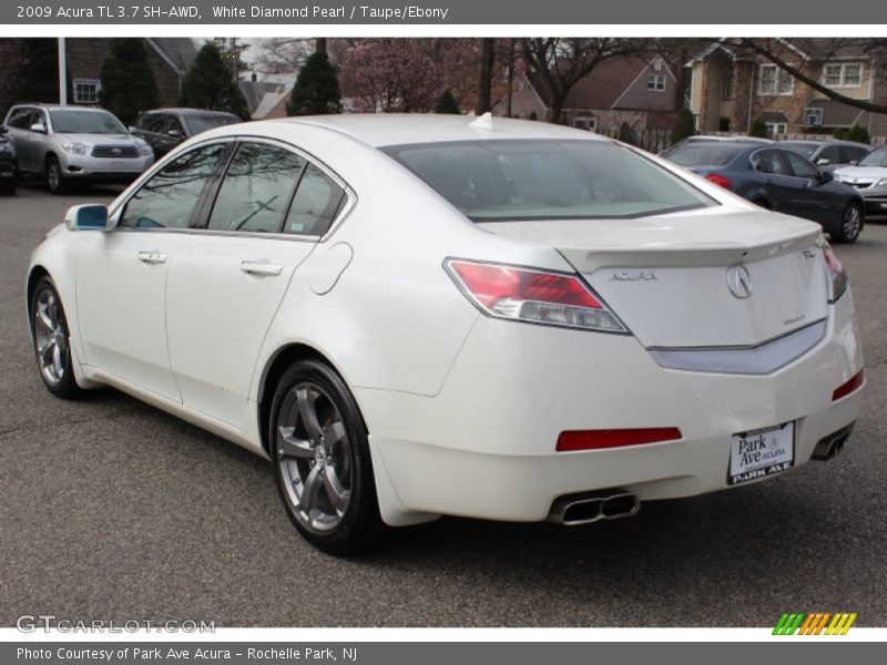White Diamond Pearl / Taupe/Ebony 2009 Acura TL 3.7 SH-AWD