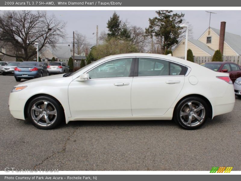 White Diamond Pearl / Taupe/Ebony 2009 Acura TL 3.7 SH-AWD