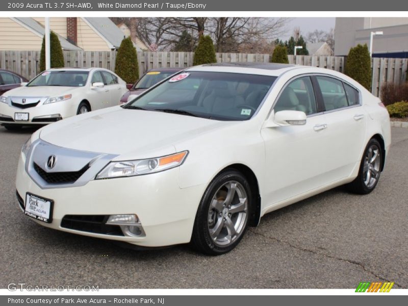 White Diamond Pearl / Taupe/Ebony 2009 Acura TL 3.7 SH-AWD