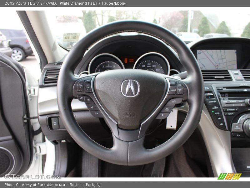 White Diamond Pearl / Taupe/Ebony 2009 Acura TL 3.7 SH-AWD