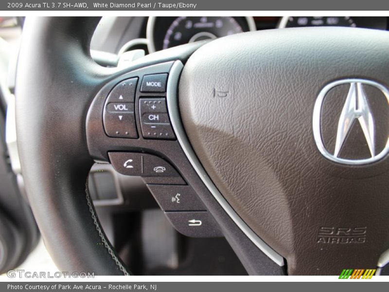 White Diamond Pearl / Taupe/Ebony 2009 Acura TL 3.7 SH-AWD