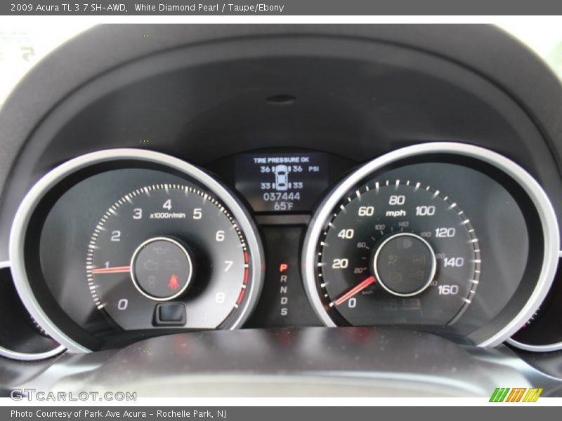 White Diamond Pearl / Taupe/Ebony 2009 Acura TL 3.7 SH-AWD