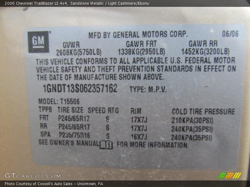 Sandstone Metallic / Light Cashmere/Ebony 2006 Chevrolet TrailBlazer LS 4x4