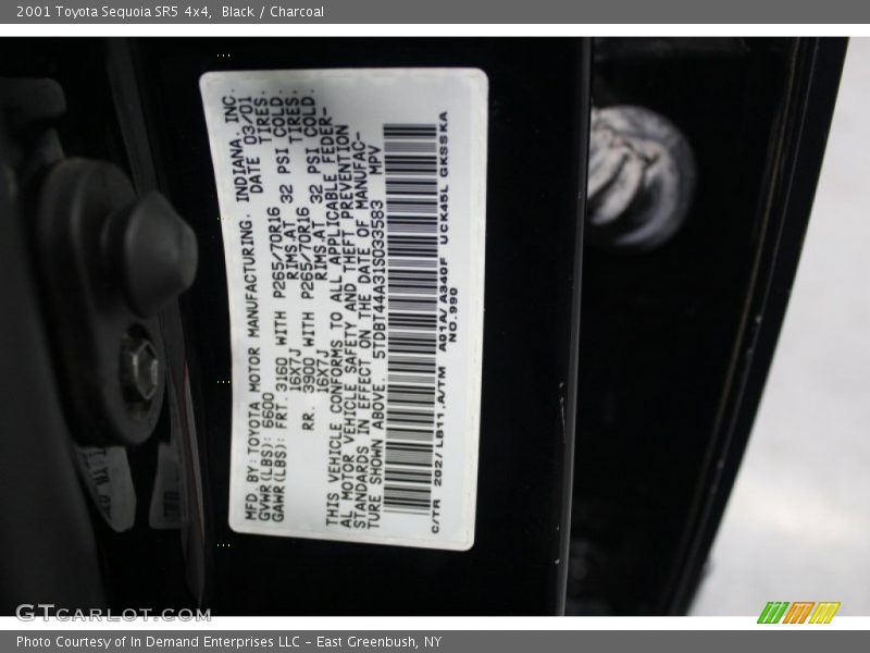 Black / Charcoal 2001 Toyota Sequoia SR5 4x4