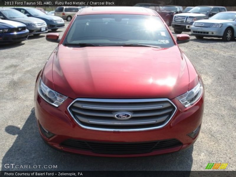 Ruby Red Metallic / Charcoal Black 2013 Ford Taurus SEL AWD
