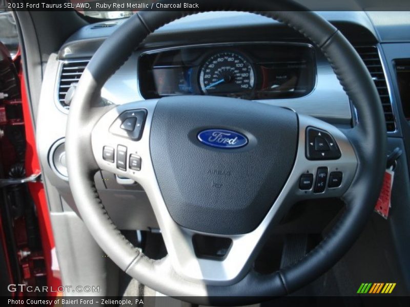 Ruby Red Metallic / Charcoal Black 2013 Ford Taurus SEL AWD
