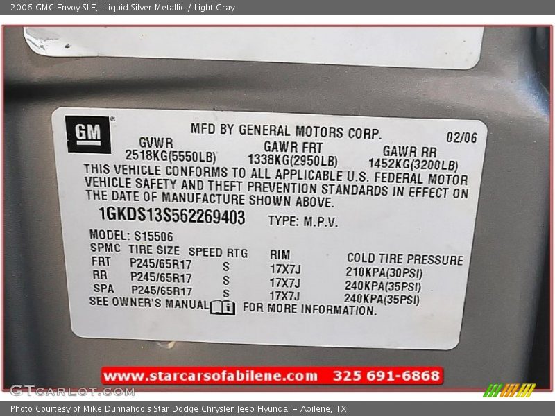 Liquid Silver Metallic / Light Gray 2006 GMC Envoy SLE