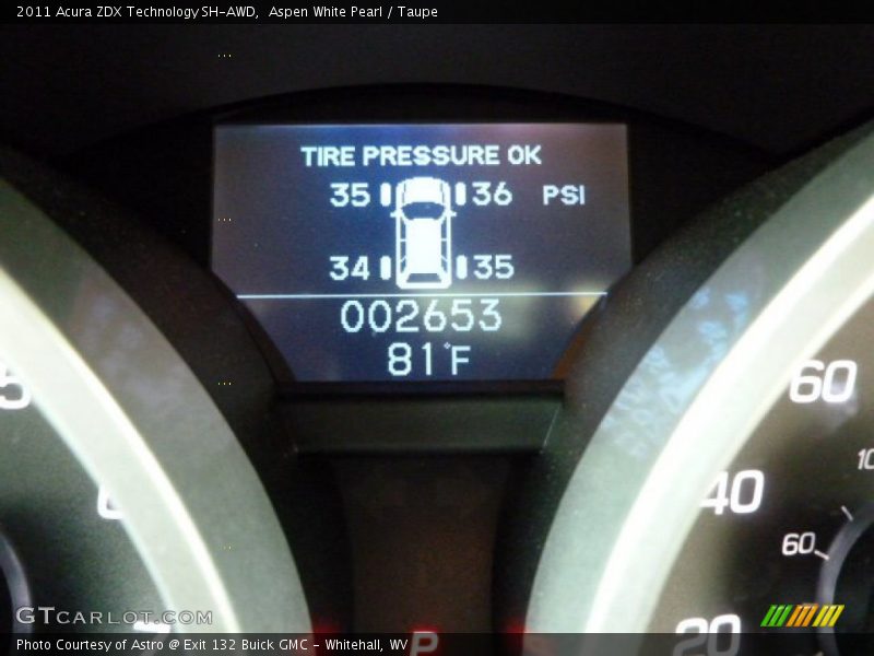 Aspen White Pearl / Taupe 2011 Acura ZDX Technology SH-AWD