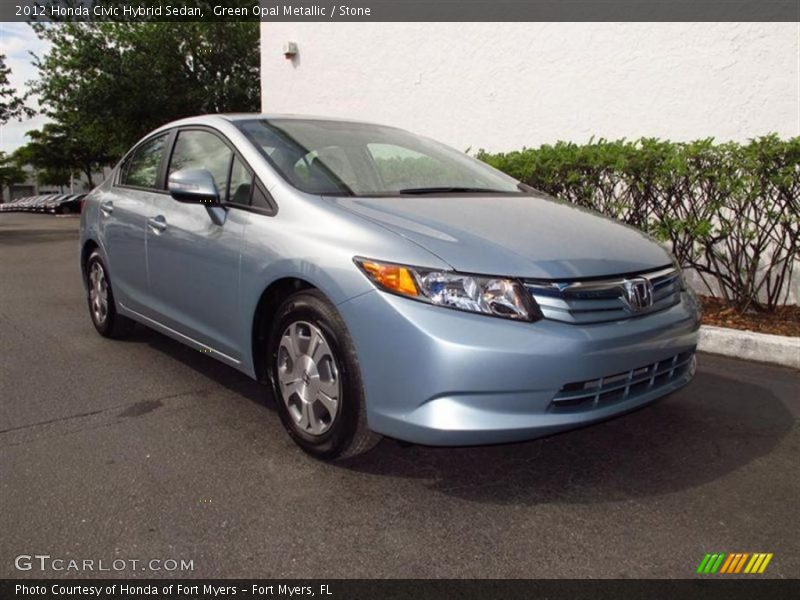 Green Opal Metallic / Stone 2012 Honda Civic Hybrid Sedan