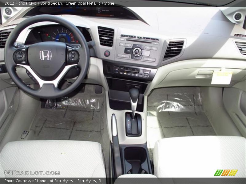 Green Opal Metallic / Stone 2012 Honda Civic Hybrid Sedan