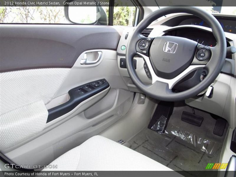 Green Opal Metallic / Stone 2012 Honda Civic Hybrid Sedan