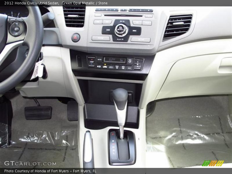 Green Opal Metallic / Stone 2012 Honda Civic Hybrid Sedan