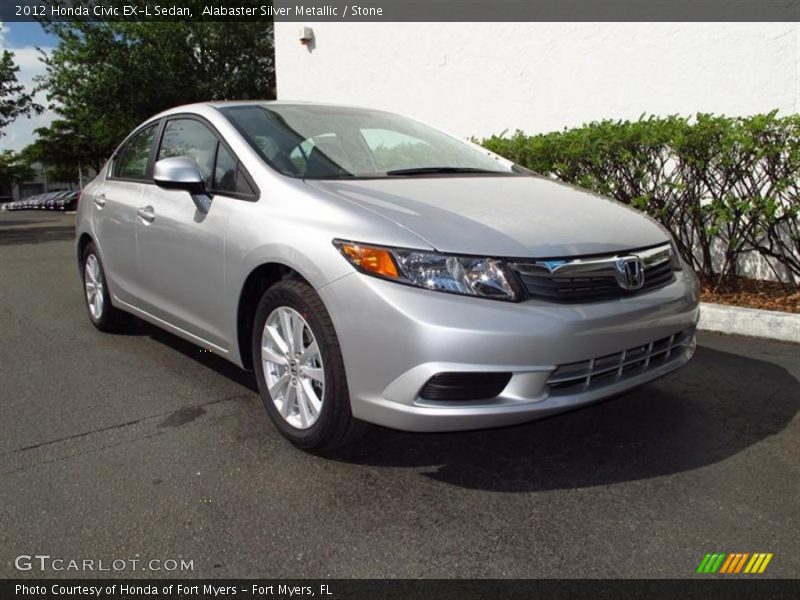 Alabaster Silver Metallic / Stone 2012 Honda Civic EX-L Sedan