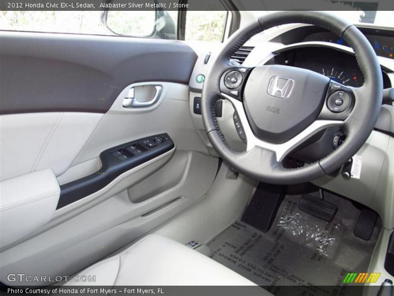 Alabaster Silver Metallic / Stone 2012 Honda Civic EX-L Sedan