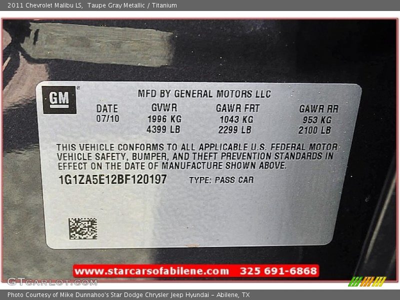 Taupe Gray Metallic / Titanium 2011 Chevrolet Malibu LS