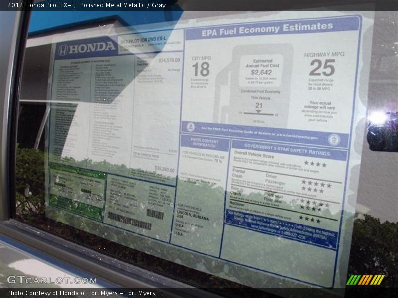 Polished Metal Metallic / Gray 2012 Honda Pilot EX-L