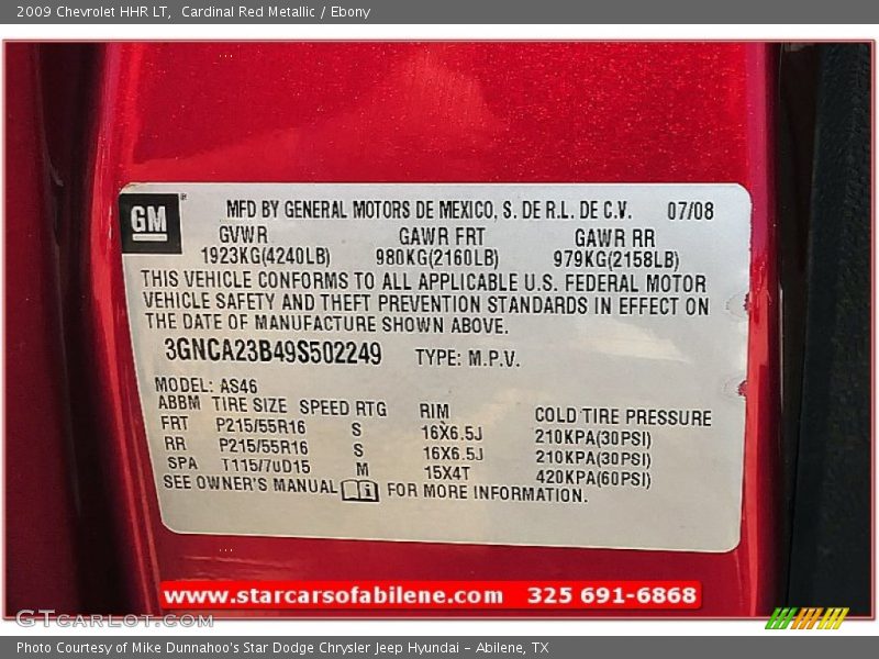 Cardinal Red Metallic / Ebony 2009 Chevrolet HHR LT