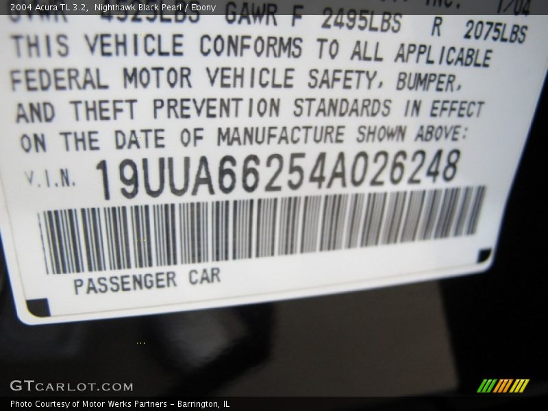 Nighthawk Black Pearl / Ebony 2004 Acura TL 3.2
