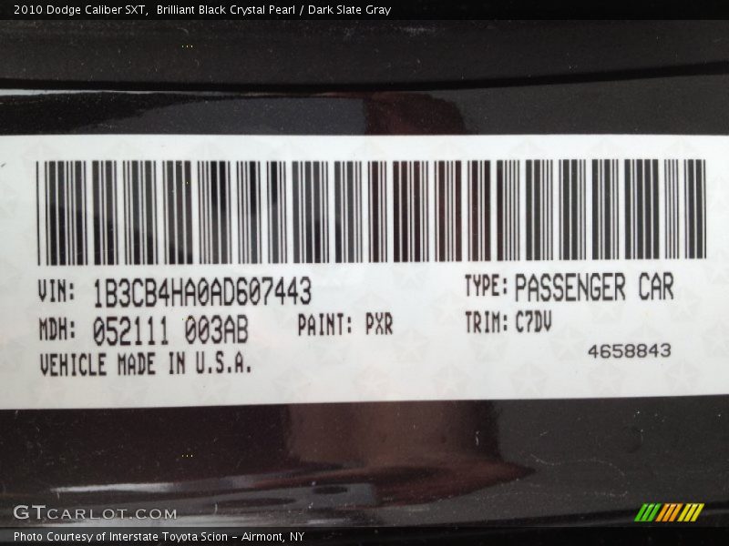 Brilliant Black Crystal Pearl / Dark Slate Gray 2010 Dodge Caliber SXT