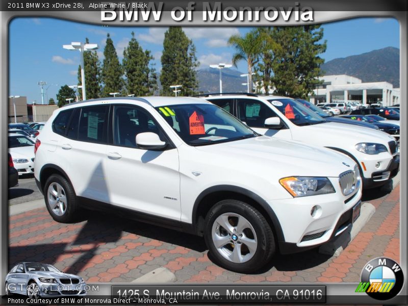 Alpine White / Black 2011 BMW X3 xDrive 28i
