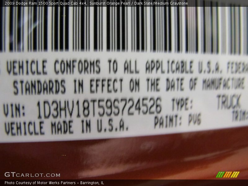 2009 Ram 1500 Sport Quad Cab 4x4 Sunburst Orange Pearl Color Code PV6