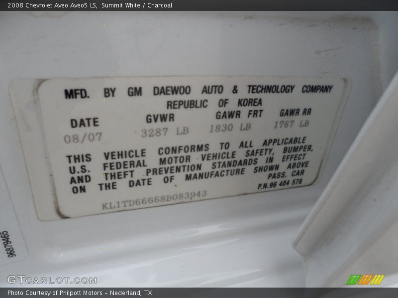 Summit White / Charcoal 2008 Chevrolet Aveo Aveo5 LS