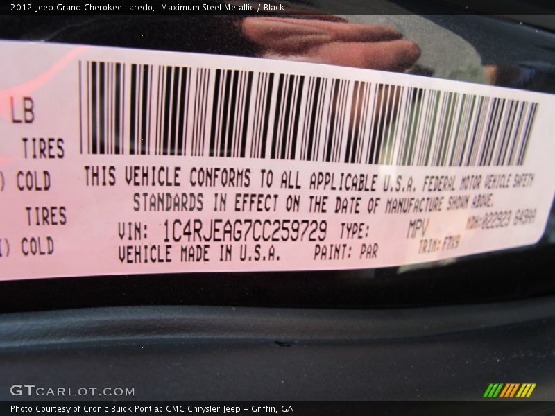 Maximum Steel Metallic / Black 2012 Jeep Grand Cherokee Laredo