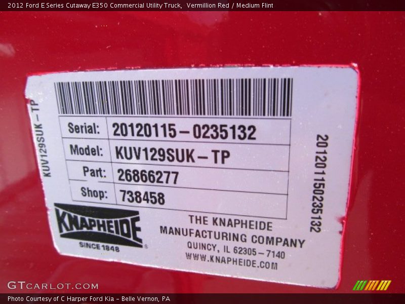 Vermillion Red / Medium Flint 2012 Ford E Series Cutaway E350 Commercial Utility Truck