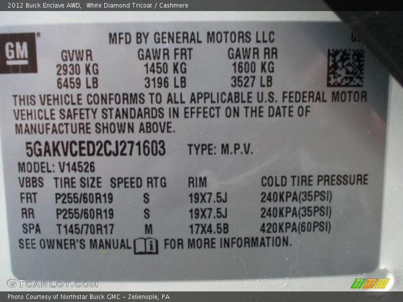 White Diamond Tricoat / Cashmere 2012 Buick Enclave AWD