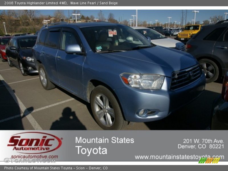 Wave Line Pearl / Sand Beige 2008 Toyota Highlander Limited 4WD