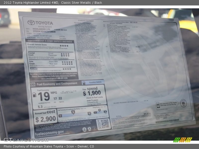 Classic Silver Metallic / Black 2012 Toyota Highlander Limited 4WD