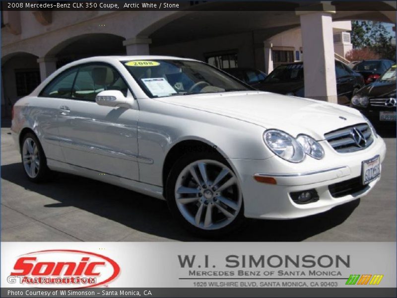 Arctic White / Stone 2008 Mercedes-Benz CLK 350 Coupe