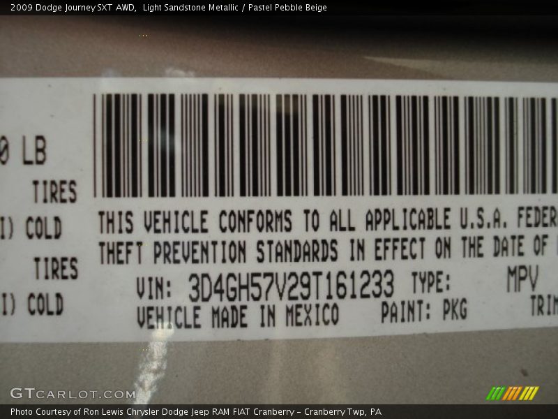 Light Sandstone Metallic / Pastel Pebble Beige 2009 Dodge Journey SXT AWD