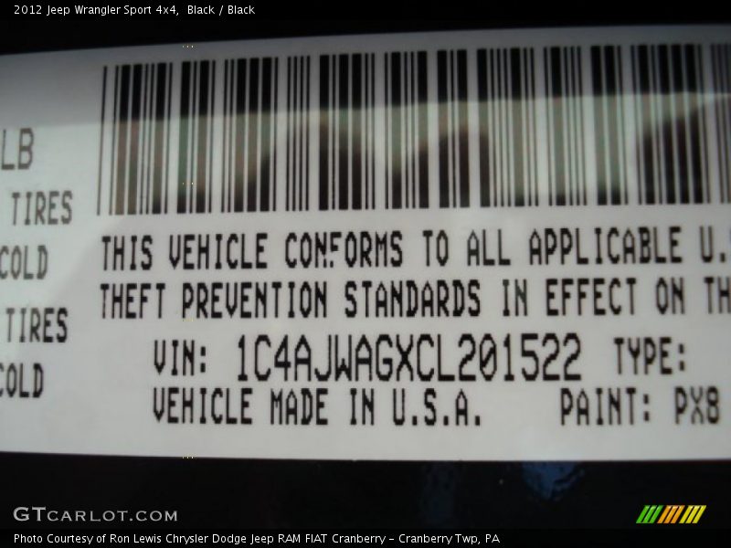Black / Black 2012 Jeep Wrangler Sport 4x4
