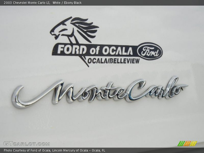 White / Ebony Black 2003 Chevrolet Monte Carlo LS