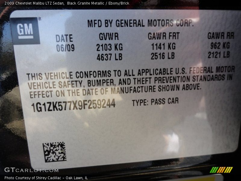 Black Granite Metallic / Ebony/Brick 2009 Chevrolet Malibu LTZ Sedan