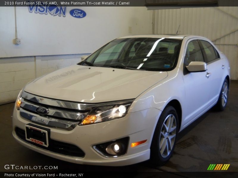 White Platinum Tri-coat Metallic / Camel 2010 Ford Fusion SEL V6 AWD