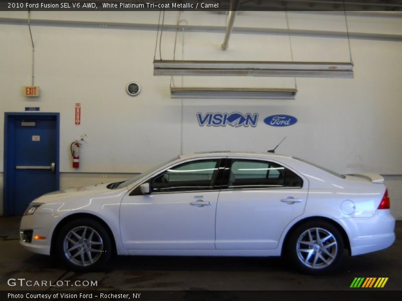 White Platinum Tri-coat Metallic / Camel 2010 Ford Fusion SEL V6 AWD