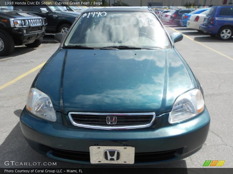 Cypress Green Pearl / Beige 1998 Honda Civic EX Sedan