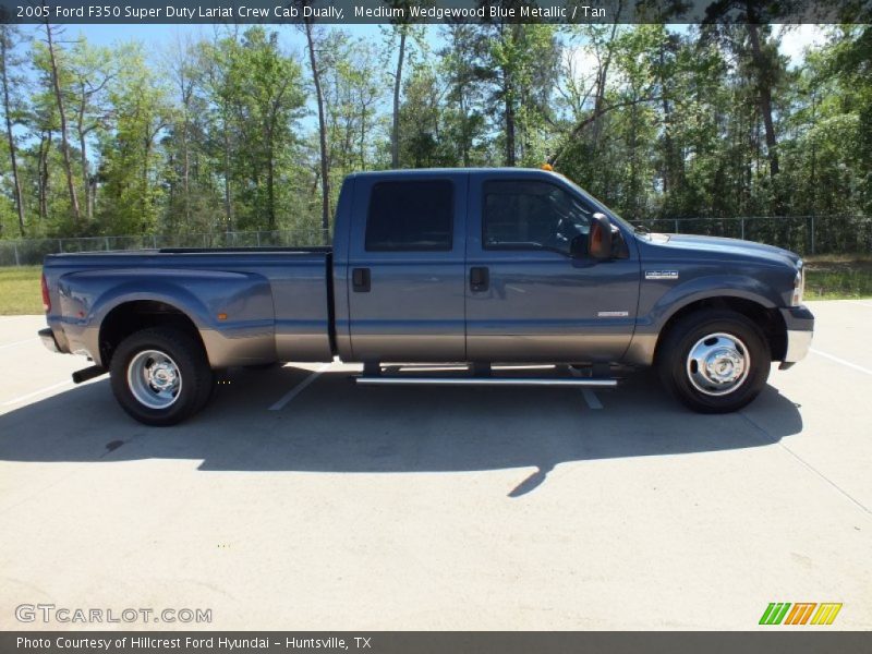 Medium Wedgewood Blue Metallic / Tan 2005 Ford F350 Super Duty Lariat Crew Cab Dually