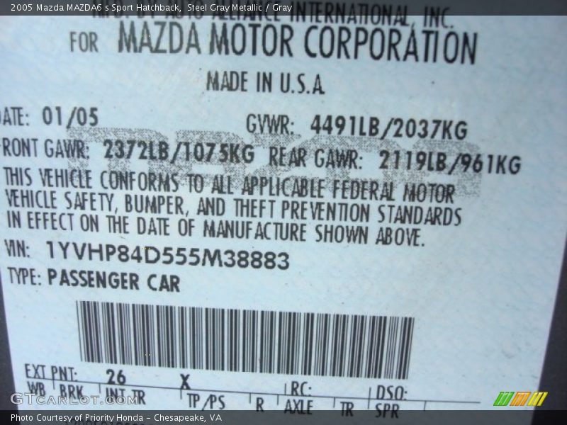 Steel Gray Metallic / Gray 2005 Mazda MAZDA6 s Sport Hatchback