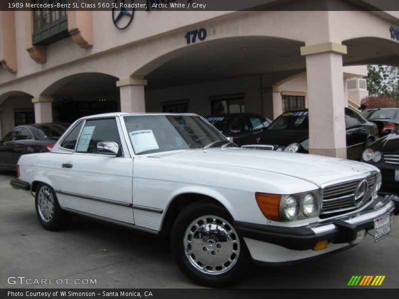 Arctic White / Grey 1989 Mercedes-Benz SL Class 560 SL Roadster