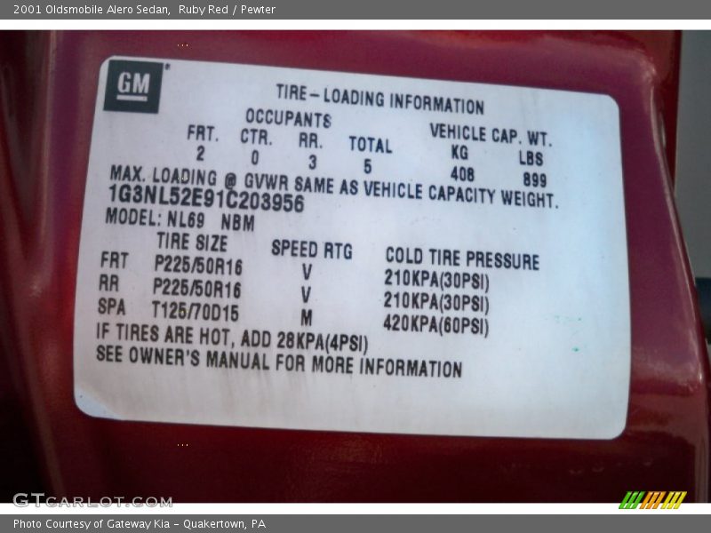 Ruby Red / Pewter 2001 Oldsmobile Alero Sedan