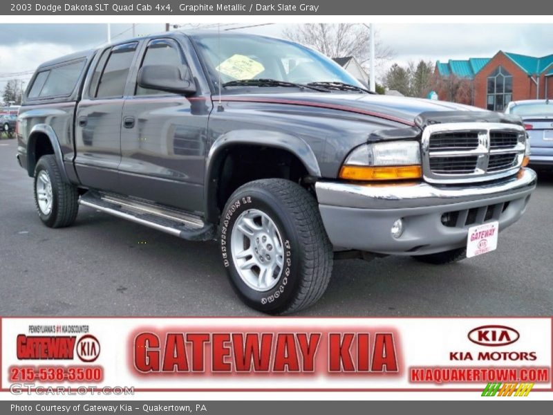 Graphite Metallic / Dark Slate Gray 2003 Dodge Dakota SLT Quad Cab 4x4