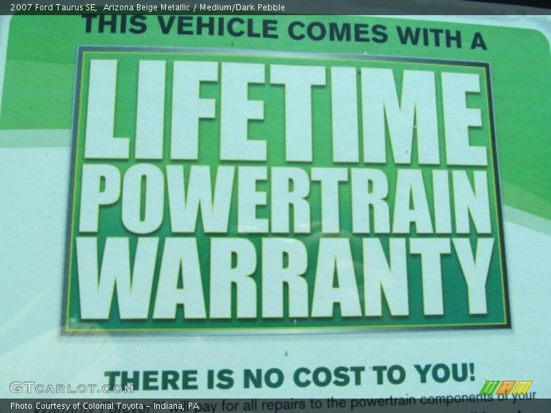 Arizona Beige Metallic / Medium/Dark Pebble 2007 Ford Taurus SE