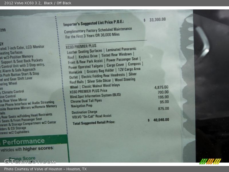 Black / Off Black 2012 Volvo XC60 3.2