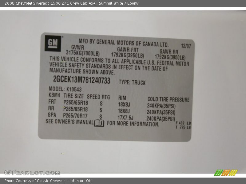 Summit White / Ebony 2008 Chevrolet Silverado 1500 Z71 Crew Cab 4x4