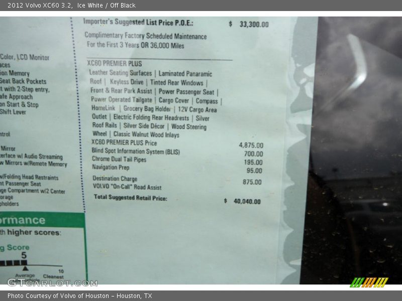 Ice White / Off Black 2012 Volvo XC60 3.2